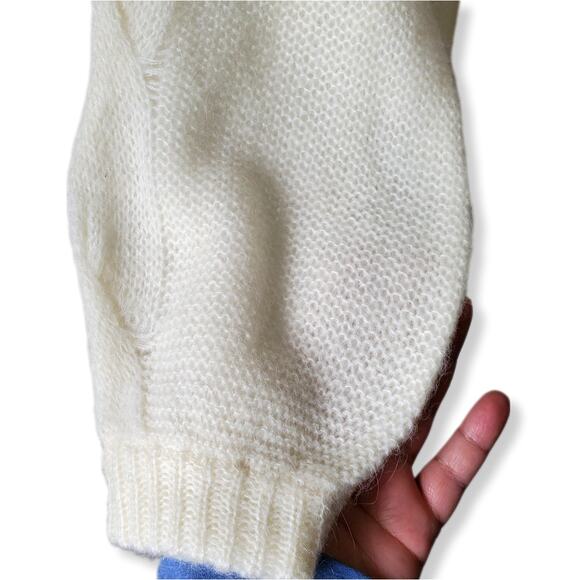 Women Rosie Neira Alpaca Sweater M Sheer Ivory Soft Cozy Fall Cabin Prairie - Picture 4 of 10